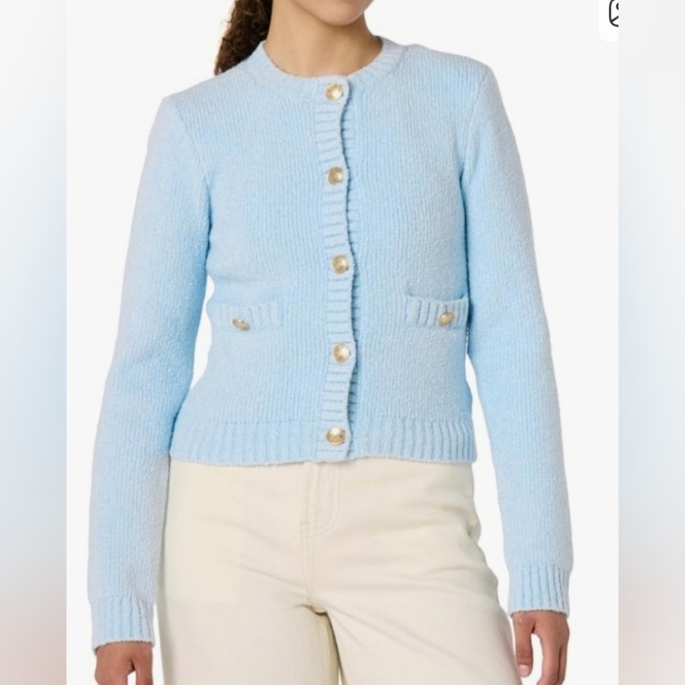 Cardigan Sweater Large Powder Pastel Blue Womens